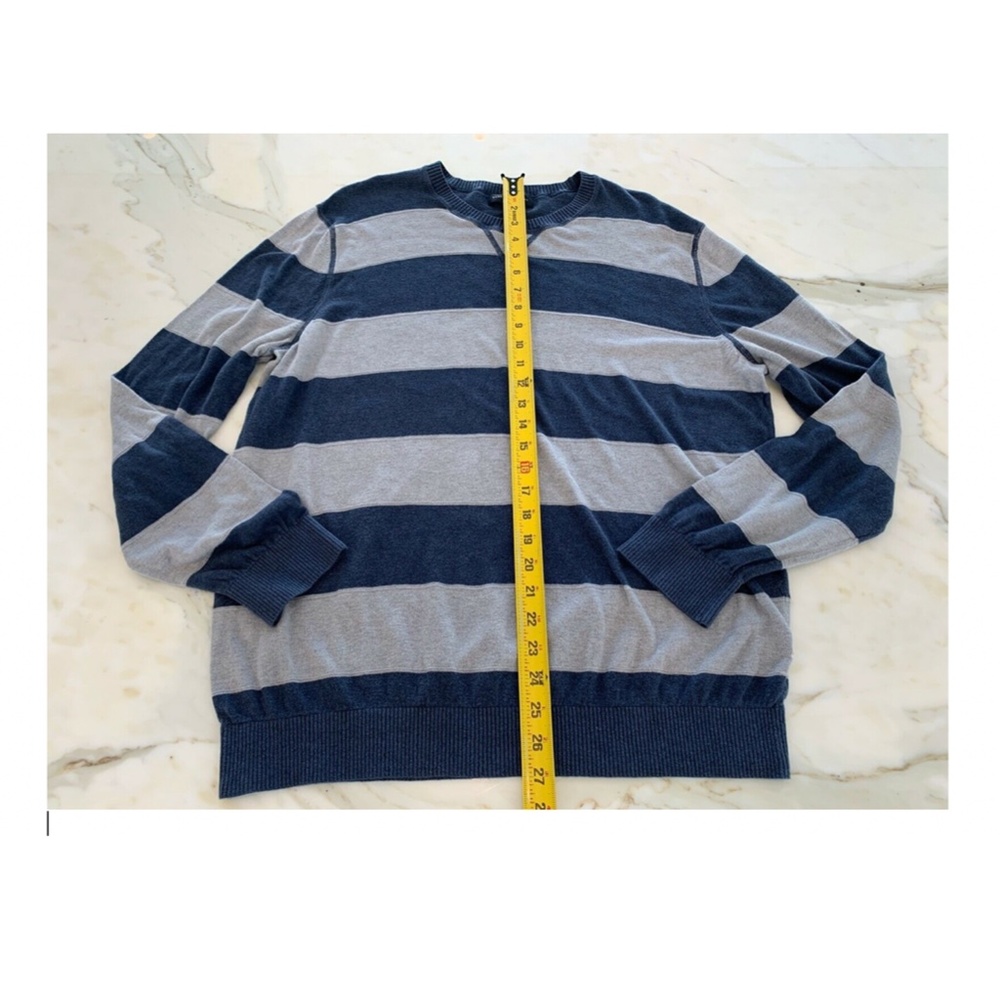 BANANA REPUBLIC NAVY BLUE GRAY STRIPE SWEATER XL - Picture 14 of 15